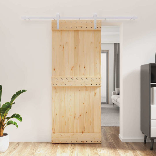 Vidaxl Συρόμενη Πόρτα Φυσικό Λευκό 85 X 210 Cm