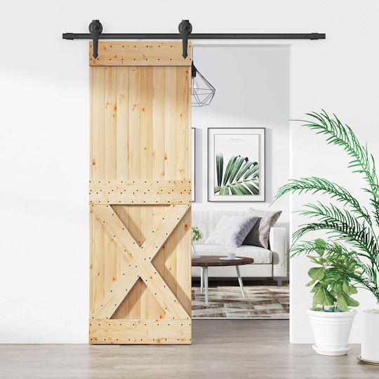 Vidaxl Συρόμενη Πόρτα Φυσικό Μαύρο 70 X 210 Cm