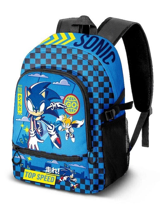 Karactermania Sonic Go School Backpack For Elementary With Water Bottle Holder Blue 31 x 15 x 44cm