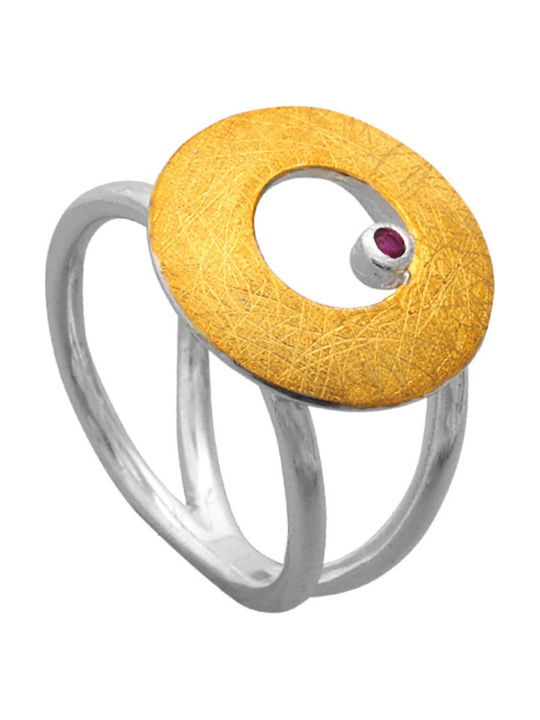 Bizoutaki Women's Ring with Amethyst Made of Silver