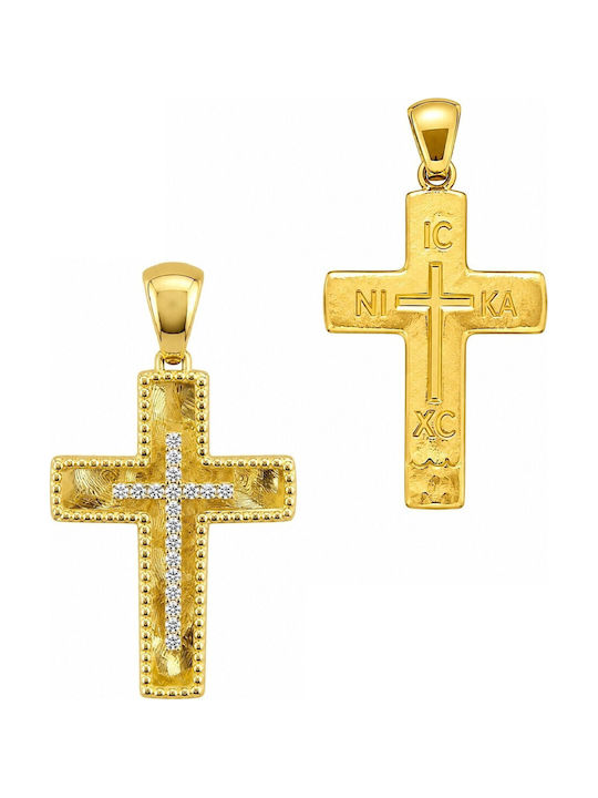 Senzio Belibasakis Women's Gold Cross 9K Double Sided Without Chain