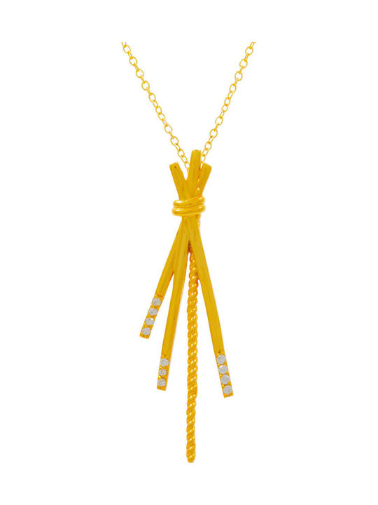 Bizoutaki Necklace From Gold Plated Silver With Red Zircon