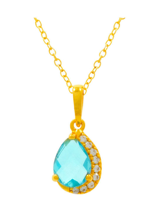 Bizoutaki Necklace From Gold Plated Silver Blue