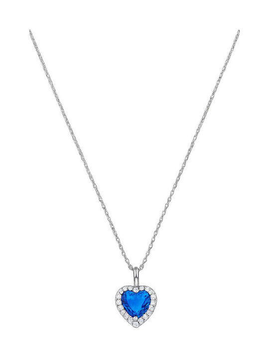 Vogue Silver Necklace with Blue Zircon