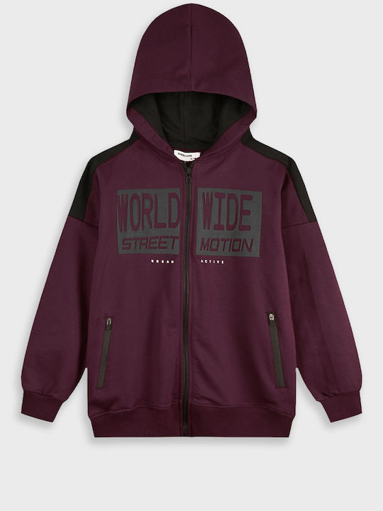 Kinder-Sweatshirt Strickjacke mit Kapuze Burgundisch