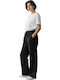Damen Leinen Pantaloona mit Gummiband Schwarze
