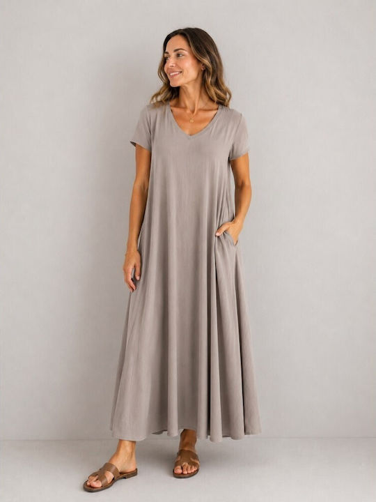 Motel Summer Maxi T-Shirt Dress Beige Sand