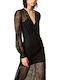 Maxi Abendkleid Mit Spitze Schwarz