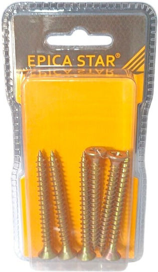 Epica Star Galvanized Wood Screws with Diameter M6 and Length 60mm 6 Pieces