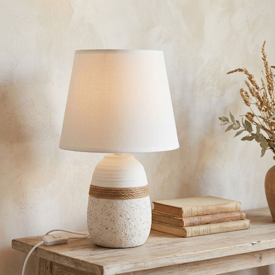 Keskor Ceramic Table Lamp for E27 Socket with White Shade and Base