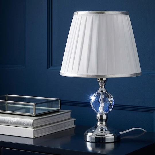 Keskor Metal Table Lamp for E27 Socket with Silver Shade and Base