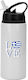 Water Bottle Greece 600ml White Black Cap