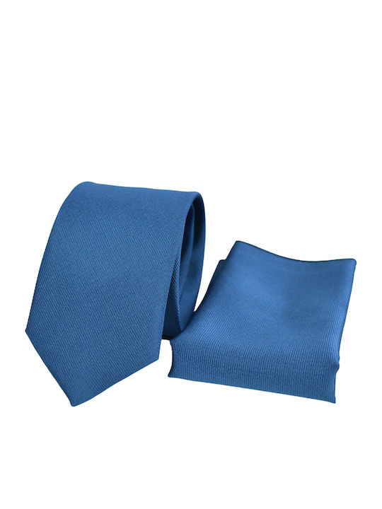 Messaggero Set of Men's Silk Tie in Blue Color