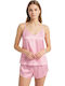 Jumelles Summer Babydoll Pink With Brown Polka Dots