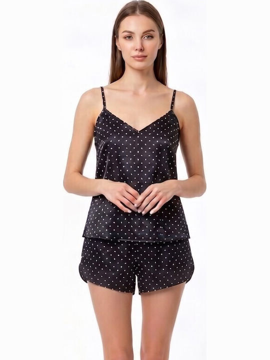 Jumelles Sommer Babydoll Schwarz Mit Weißem Punkte