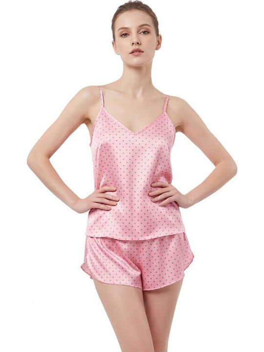 Jumelles Babydoll Roz Cu Verde Cu Buline Vară