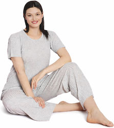 RoNeX Sommerliches Damen-Schlafanzug-Set Grau Hell 3625_Grau