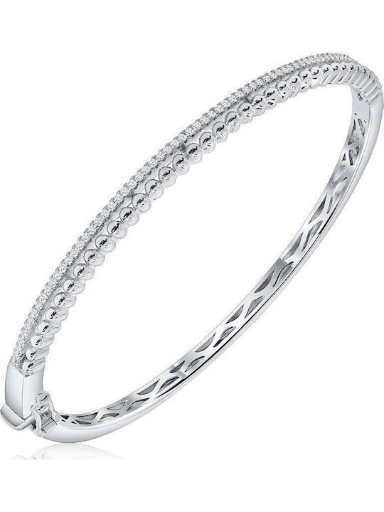 Jools Women's Silver Handcuff Bracelet with Zircon