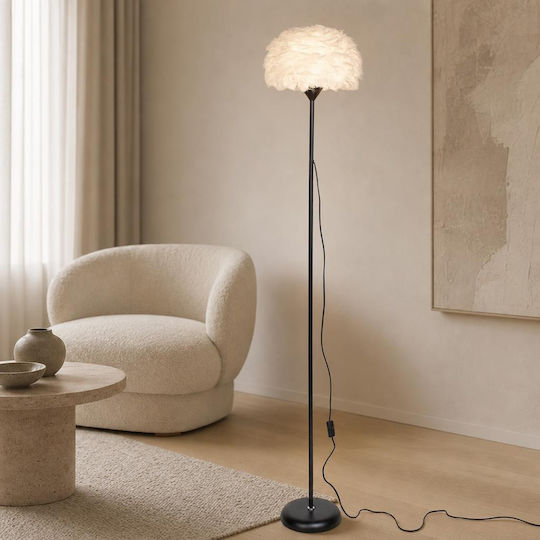 Keskor Lampadă De Podea H183xL35cm Cu Bază De Bec E27 Neagră