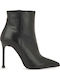 Leder Damen Stiefeletten mit Hohem Absatz Schwarz