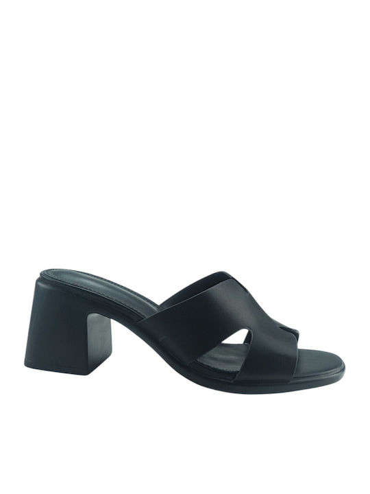 Mules With Heel In Black Colour