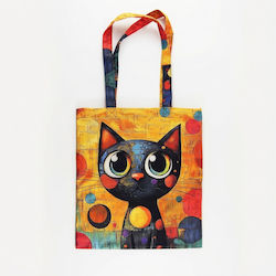 Inspiral Tree Tote Τσάντα Ώμου Υφασμάτινη Πολύχρωμη Γάτα