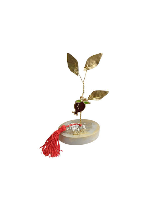 Kalliopi Silver Tabletop New Year's Lucky Charm Grey Pomegranate Made of Stone 2027 6x8cm