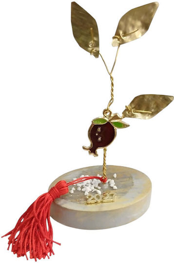 Kalliopi Silver Tabletop New Year's Lucky Charm Grey Pomegranate Made of Stone 2027 6x8cm
