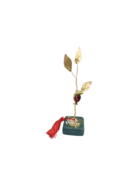 Kalliopi Silver Tabletop New Year's Lucky Charm Green Pomegranate Made of Stone 2027 5x5cm