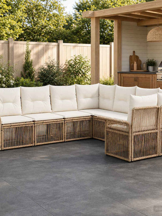 Canapea De Colț Pentru Exterior Din Rattan Cu Perne 70.5x62x70cm