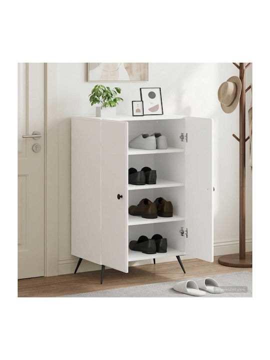 Breda Метален шкаф за обувки Бял 59,5x39,5x90 см