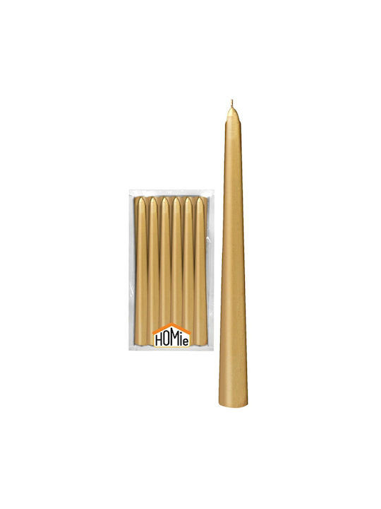 Decorative Gold Taper Candle 12 Pieces