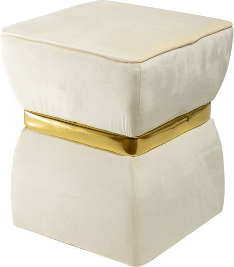Living Room Stool Upholstered with Ecru Velvet 38x38x38cm