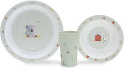 Interbaby Melamine Feeding Set Green 3 pcs