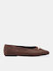 Damen Ballerinas Spitz zulaufend Braune