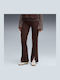 Rib Täglich Damen Leggings Hohe Taille Braune