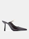 Mules In Patent Leather With High Heel In Brown Colour