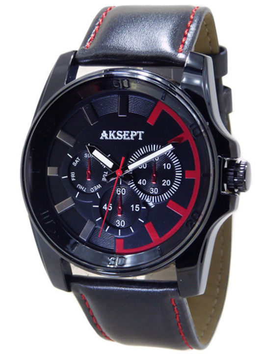 Aksept Мъжки Часовник 48mm На Батерия с Черна К...