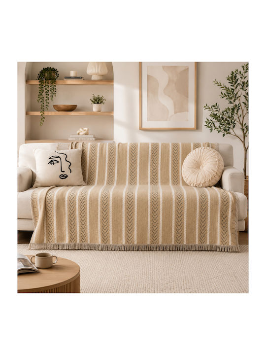 ForHome Sofa Throw 2 Seater Chenille 180x240cm Beige