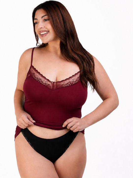 Elite Form Burgundy Women's T-Shirt with Spaghe...