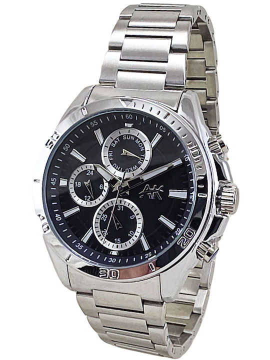 Aksept Мъжки Часовник 44mm На Батерия Сребристо...