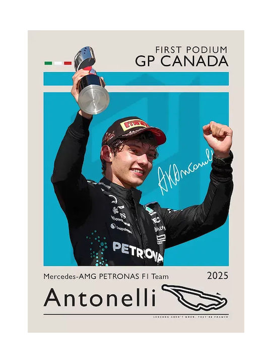 Poster Formula1 Kimi Antonelli F071 30cm x 40cm Schwarzer Holzrahmen-71707pd158788f55321