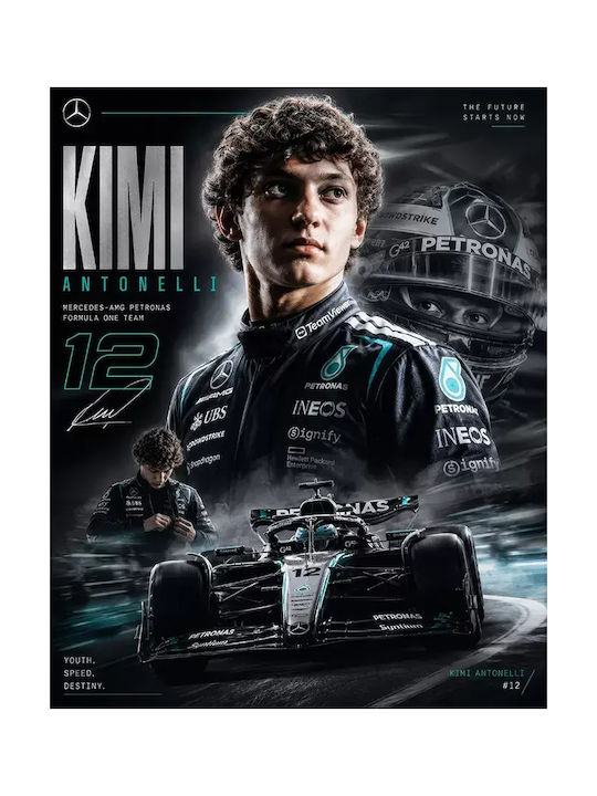 Poster Formula1 Kimi Antonelli F074 50cm X 70cm Λευκή Ξύλινη Κορνίζα-71709pd158803f55310