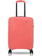 Paulter Cabin Hard Travel Suitcase Peach with 4 Wheels Height 55 cm
