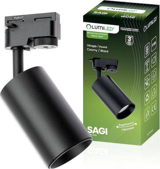 Track Spotlight GU10 Black Sagi Lamp Single-Phase Tracks Lumiled