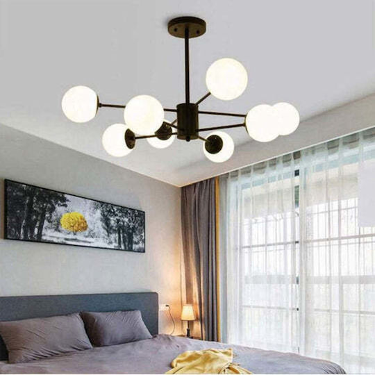 Abajur Candelabru Mat Negru 8xe27 4+4 Bk