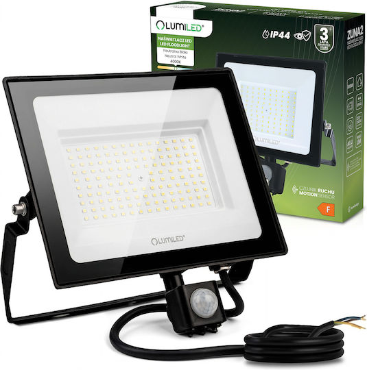 LED Flutlichter Zuna2 100W 9000lm 4000K Ip44 Schwarzer Bewegungssensor Lumiled