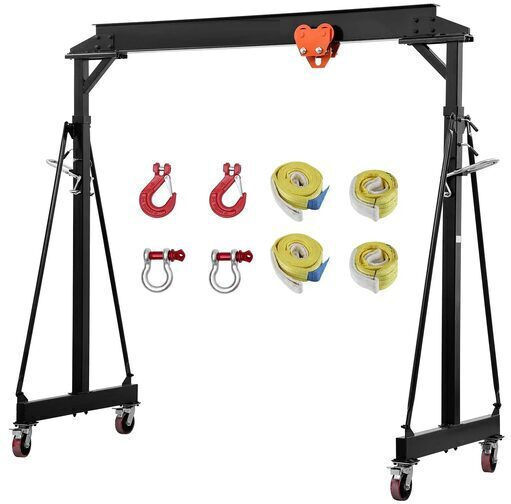 Macara portabilă cu cărucior manual și chingi Capacitate maximă 2300 kg Înălțime reglabilă 2550-3750 mm