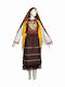Thrace Woman Traditional Costume with Scarf with 3 Rows Necklace