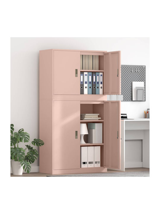 Dulap De Birou Metalic Cu Încuietoare Roz 90x40x175cm